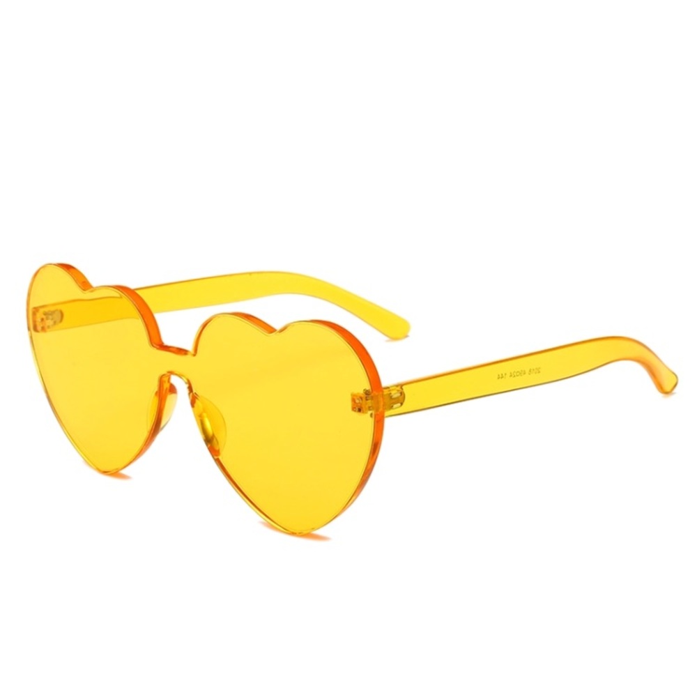 Yellow Heart Shaped Rimless Sunglasses